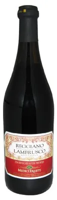 A bottle of red wine against a white background.