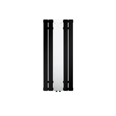 Zdjęcie produktu dla LuxeBath Podłączenie środkowe grzejnika łazienkowego z lustrem, 450x1200 mm, czarny, przyłącze uniwersalne narożne i proste termostat multiblock chrom