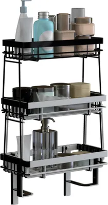 Produktbild von Heikoeco®duschregal ohne bohren  Duschablage-Aufbewahrungsregal Duschstange ohne Bohren Aufhängen Dusche Regale Zubehör 32Bx16Tx55Hcm Schwarz