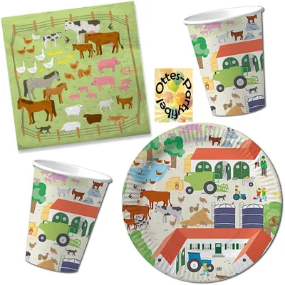Produktbild von Bauernhof Traktor Party-Set 36tlg. für 8 Gäste : Teller Becher Servietten