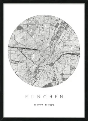 Produktbild von Gerahmtes Bild München Landkarte I 53x73 cm