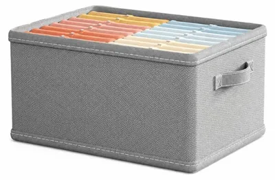 Image de Panier de rangement en feutre polyester gris - L 45 × P 25 × H 20 cm