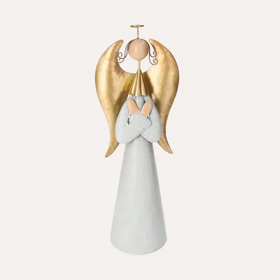 Produktbild von KEYHOMESTORE | Weihnachtsengel in Golddose H.41x15 cm