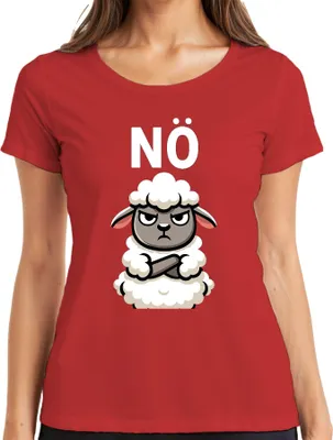 Produktbild von NÖ Schaf mürrisch sarkastisch grimmig Cartoon Bauernhof Geschenk Damen T-Shirt, Rot, M