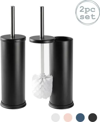Produktbild von Harbour Housewares 2 Stück Harbor Haushalt Stainless Steel Bad Toilettenbürste und Halter - Matte Black