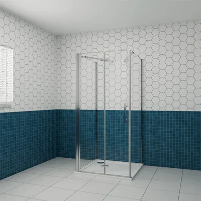 Produktbild von 70x90cm 185cm U-Form Duschkabine Duschtür 6mm ESG Nano Glastür Falttür Scharniertür