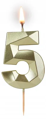 Imagen del producto de Velas de cumpleaños Tamipol, número 5, color dorado, con efecto diamantado, 58 mm