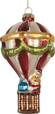 Imagen del producto de Adornos navideños de Clayre & Eef, forma de globo aerostático, diámetro 8x14 cm, varios modelos de vidrio