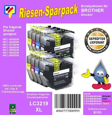Produktbild von LC3219XL - Riesensparpack - Dr. Inkjet Ersatzdruckerpatronen mit je 2x B/C/M/Y im XL Format