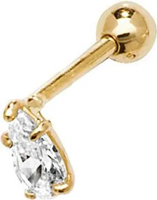 Produktbild von Elegante 9 Karat (375) Gold Damen - Einzel Knorpel Ohrstecker mit Zirkonia - 6mm*3mm; TRS38062