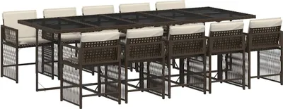 Produktbild von vidaXL 11-tlg. Garten-Essgruppe mit Kissen Braun Poly Rattan