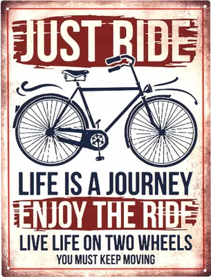 Produktbild von Moritz Deko Blechschild Sprüche Just Ride Life is a Journey Metallschild Retro Vintage-Design zur Dekoration Wanddekoration