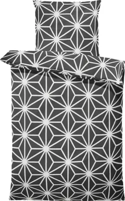 Produktbild von 4 teilig Bettwäsche 155x220 cm Sterne Grafisch schwarz weiß modern Mikrofaser