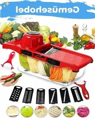 Produktbild von Universelle Edelstahlschneidemaschine mit 6 Schnittblättern.