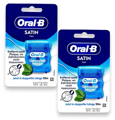 Produktbild von 2x Oral-B SatinTape Zahnseide gewachst Minze 2x 50m