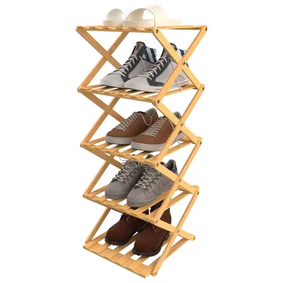 Produktbild von Schuhregal Faltbares 5 Ebenen Schuhregal Aus Bambus für Flur Wohnzimmer Eingangsbereich