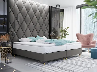 Produktbild von Manželská čalúnená posteľ s matracom 180x200 NECHLIN 5 - šedá