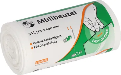 Produktbild von Müllbeutel 36021 30l weiß 50St.
