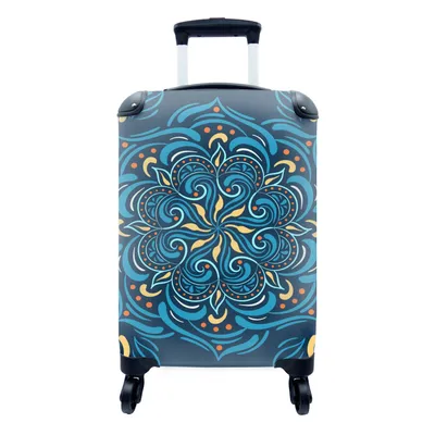 Produktbild von MuchoWow® Koffer Handgepäck Trolley Rollkoffer Kleine Reisekoffer mit 4 Rollen - Blume - Gelb - Blau - Muster - Cabin Size < 55x40x23 cm & 55x40x20 cm - Fotokoffer - Kabinenkoffer - Boardgepäck - Reise-Box - Reisekoffer - Reisegepäck - Koffer mit Bild - Trolley für Kinder