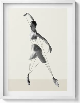 Produktbild von Abstrakte Tänzerin– Wandbild mit Rahmen – Gerahmtes Bild  – Wanddekoration – 60x80 cm –  Weiß Rahmen