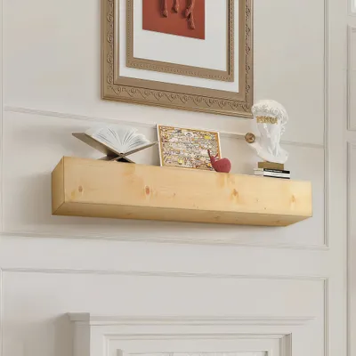 Produktbild von Kaminsims Kaminkonsole Kaminverkleidung - Schweberegale 183 cm - Regal in Holzfarbe - Kaminaccessoires für Ihr Zuhause