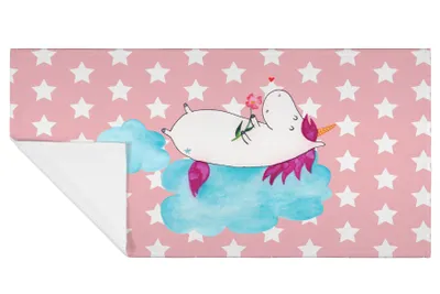 Produktbild von Mr. & Mrs. Panda Flauschtuch Einhorn Verliebt - Rot Pastell - Geschenk, Liebe, gesichtshandtuch, handtuch baumwolle, Wolke, Unicorn, Einhörner, 50x100, Freundin, kleines
