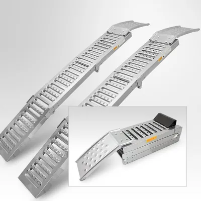 Produktbild von Bituxx 2x Auffahrrampen Verladerampe 250kg Auffahrschiene Auffahrbock klappbar Silber MS-11363