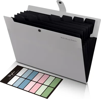 Imagen del producto de Organizador de documentos A4, ampliable con 8 compartimentos, color gris, ideal para la escuela y el hogar
