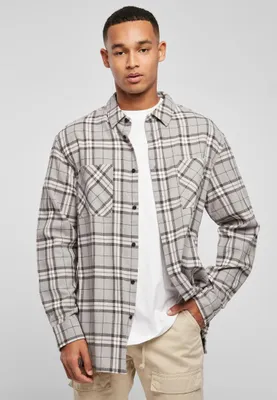 Image de Urban Classics Chemise longue et surdimensionnée à carreaux gris gris/noir - S