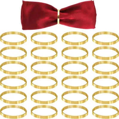 Produktbild von INF Goldene flache Serviettenringe, 25er Set - Zinklegierung für Tischdeko