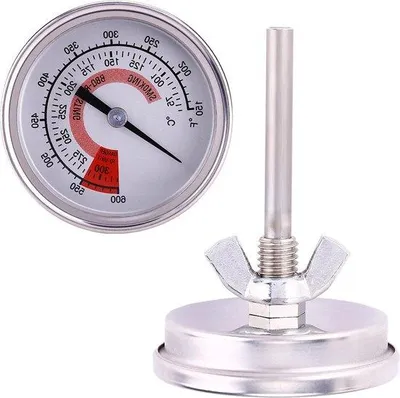 Produktbild von Stabiler Grillthermometer aus Edelstahl - Temperaturüberwachung von 75 °C bis 300 °C für Außenbarbecue und Camping.