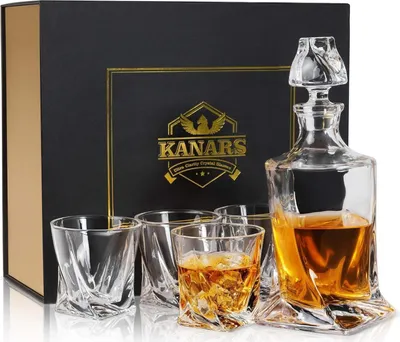 Obrázok produktu pre Súprava karafy a pohárov na whisky 800ml krištáľová karafa 4x 300ml 5-dielna