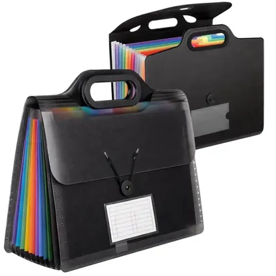 Image de Organiseur scolaire noir horizontal pour notes, avec support