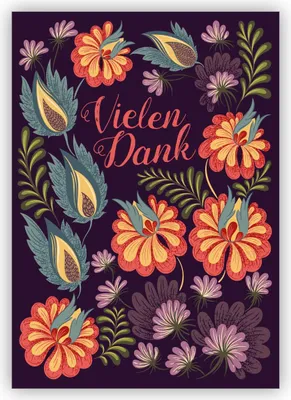 Produktbild von 4x Elegante Blumen Dankeskarte Danksagung: Vielen Dank