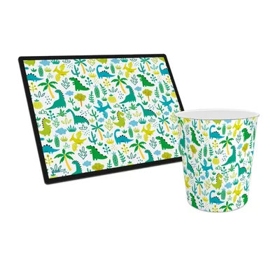 Produktbild von itenga Papierkorb mit Schreibunterlage Motiv Dinos Set