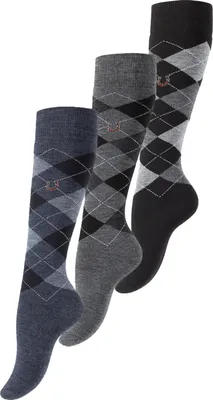 Produktbild von Vincent Creation® Warme Reitkniestrümpfe 3 Paar "Karo Classic" One Size