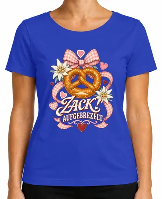 Immagine prodotto di Zack! Maglietta con motivo "Edelweiß", pantaloni in pelle, gonna tradizionale, maglietta da donna, blu, taglia 3XL