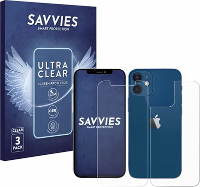 Produktbild von 6x Für Apple iPhone 12 / 12 Pro (Vorder + Rückseite) Schutzfolie Savvies Displayschutz Display Schutz Folie Klar Transparent