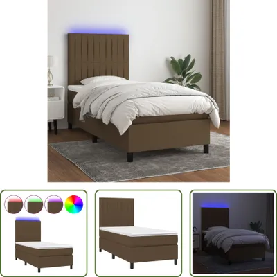 Produktbild von The Living Store Boxspringbett mit Matratze & LED Dunkelbraun 90x200 cm Stoff