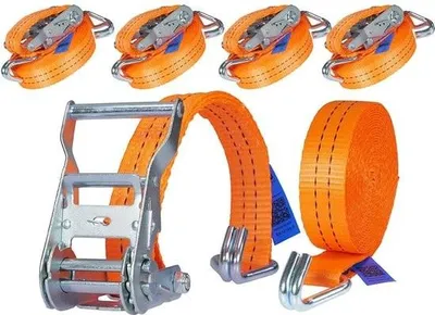 Produktbild von 4 Stück 2000 kg 6 m Spanngurte mit Ratsche und Haken, Ratschengurt, Spanngurt mit Haken, 35 mm, 2000 daN, 2 t