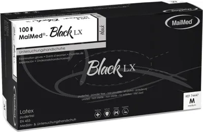 Produktbild von MaiMed Einmalhandschuhe Black Latex Größe L, 100 Stück, schwarz