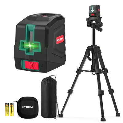 Image de Laser de nivellement croisé HYCHIKA avec trépied, niveau laser vert, laser croisé autonivelant