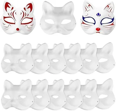 Image de Kit de masques pour animaux (therianthropie) à réaliser soi-même - 15 masques blancs pour une décoration créative