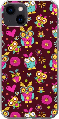 Produktbild von MuchoWow® Handyhülle Schutzhülle Hülle für Telefoonhoesje iPhone 13 Mädchen - Eule - Schokolade - Muster - Mädchen - Kind - Kinder Silikon Softcase Handy Hülle - Karteninhaber