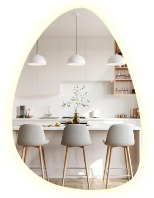 Produktbild von Asymmetrischer LED Wandspiegel – 50x70 cm – neutralweiß 4000K – rahmenloser Spiegel mit Beleuchtung für Badezimmer, Diele und Schlafzimmer