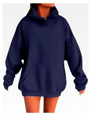 Produktbild von Damen Hoodie Oversize Einfarbig Langarm Pullover mit Kapuze