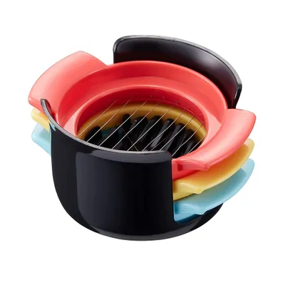Produktbild von Eierschneider, 3 in 1Mehrzweck  Eierschneider für hartgekochte Eier, Edelstahldrahtschneider, für Eier, Erdbeeren, Beerenobst und Gemüse(Schwarz)