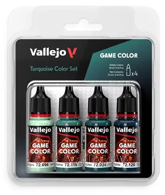 Imagen del producto de Vallejo 72390 - Set de pinturas, color turquesa, 4 x 18 ml - Nuevo
