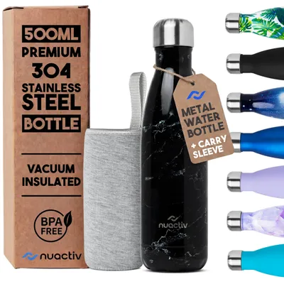Isolierflasche 500 ml, Edelstahl, hält 24 h kalt, 12 h warm