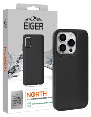 Immagine prodotto di Eiger, Custodia per iPhone 14 Pro rigida con 2 strati ultra-rinforzati anti-caduta 4M, Nero